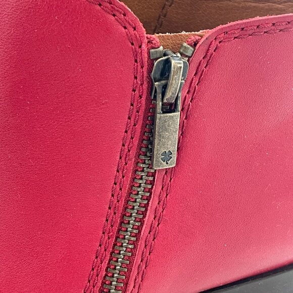 NEW Lucky Brand Womens Size 9M Basel Red Leather Ankle Boots - Picture 5 of 10